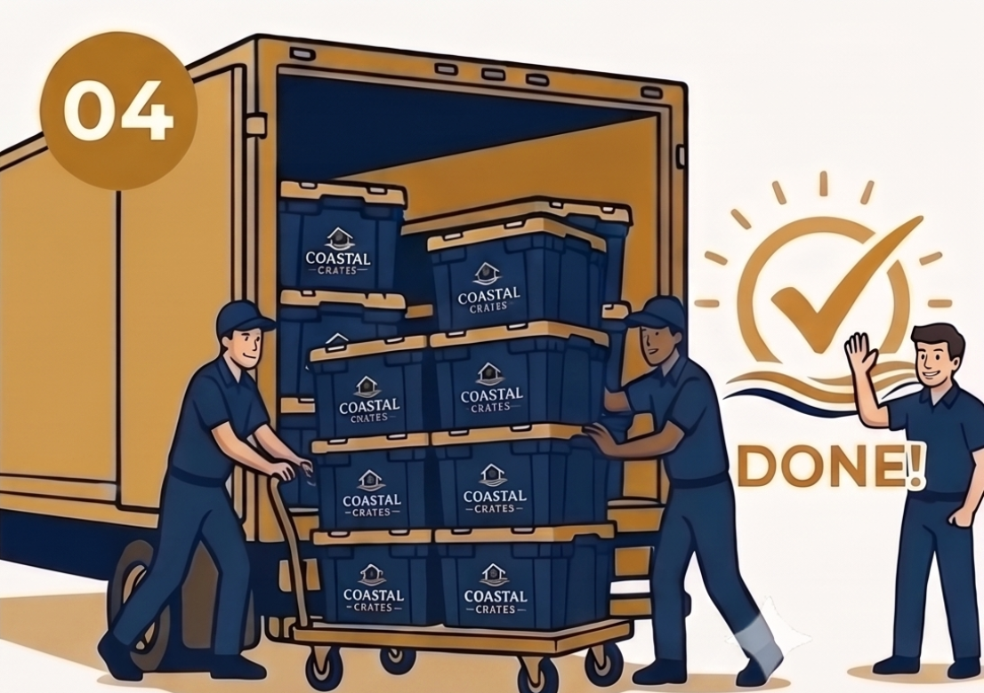 We Pick up the crates once youve unpacked them